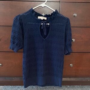 LOFT Deep Blue Textured Blouse